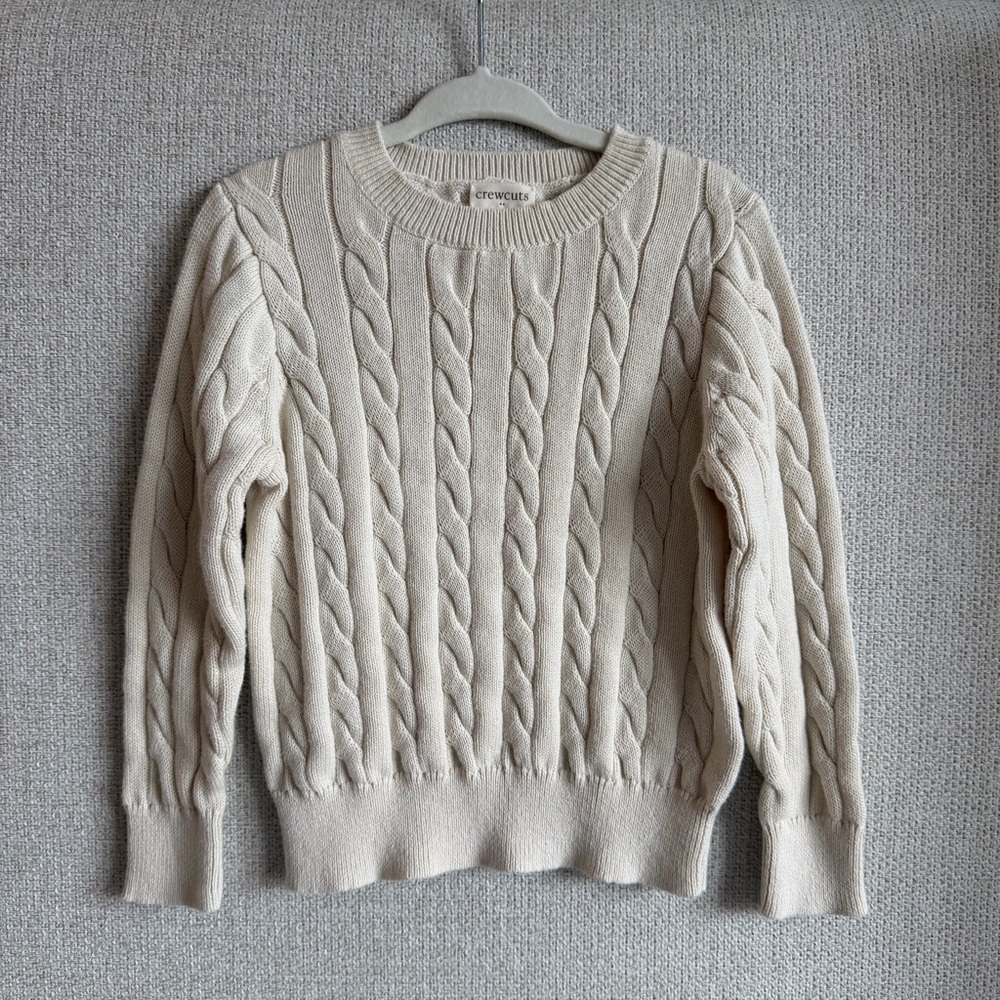 Crewcuts Cream Cable-Knit Crewneck Sweater XXS 2-3t